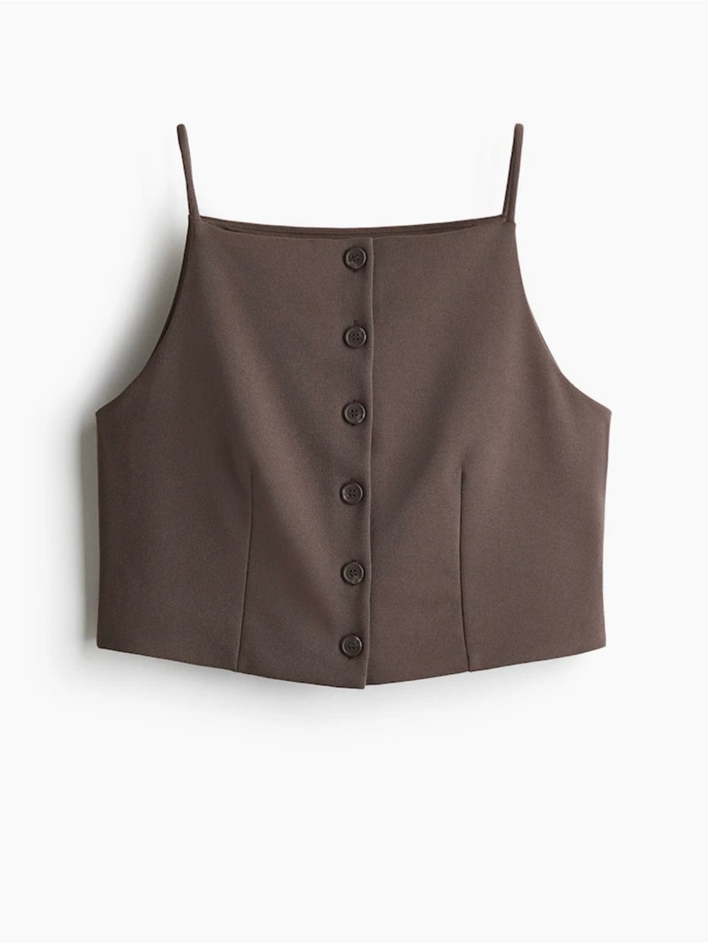 New! H&M Brown Cropped Button Front Top – Minimalist Chic 0257 B3